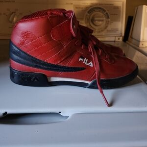 Fila Red and Black High-Top Sneakers